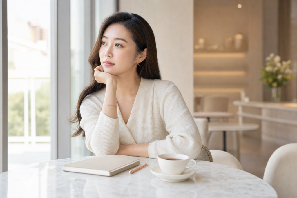 女性思考醫美療程決策