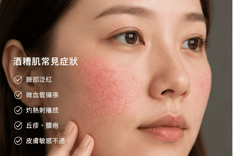 酒糟肌常見症狀圖文列表與臉部特寫