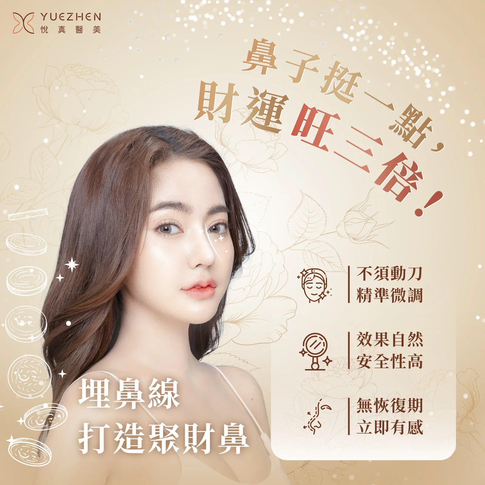 鼻埋線隆鼻:結構性支撐的非手術選擇