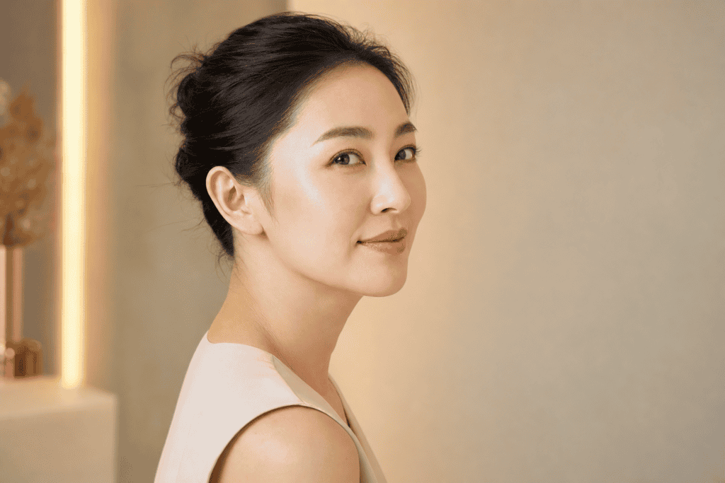 女性側臉展現太陽穴區域