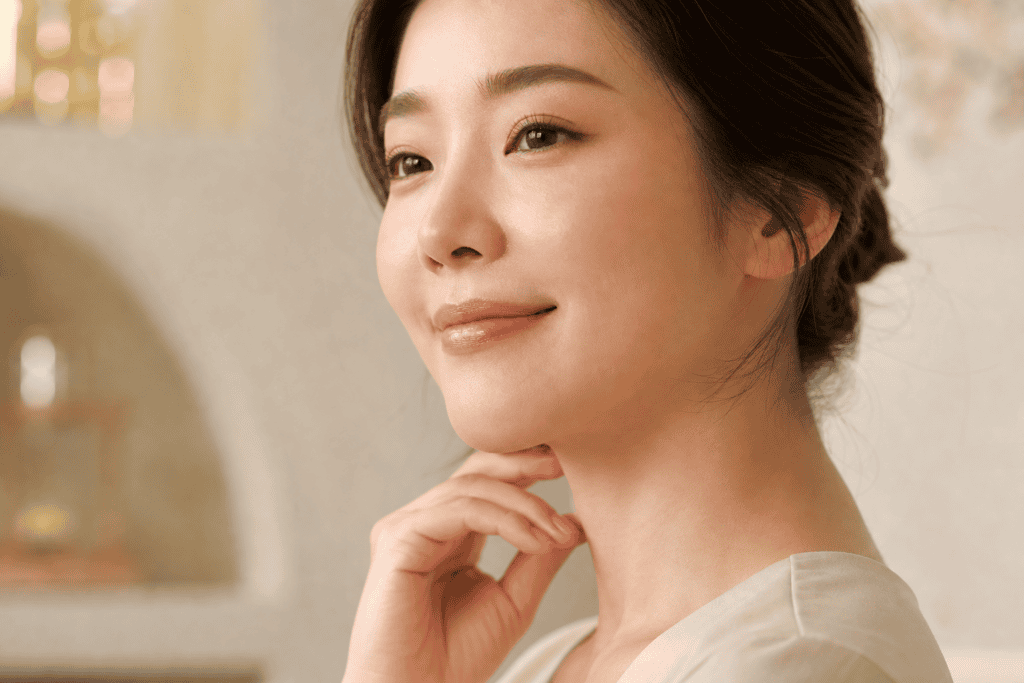 女性展現自然下臉部線條