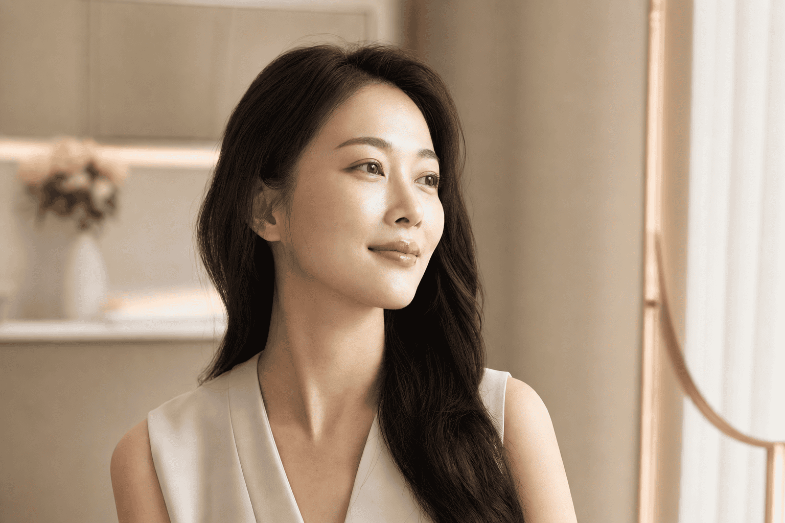 肌膚保濕狀態良好的女性